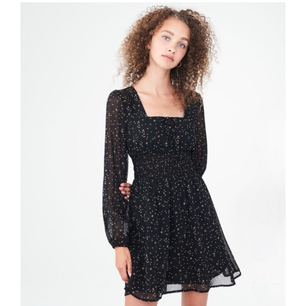 Star Celestial Print Square-Neck Fit & Flare Dress Whimsigoth Alt Vibes